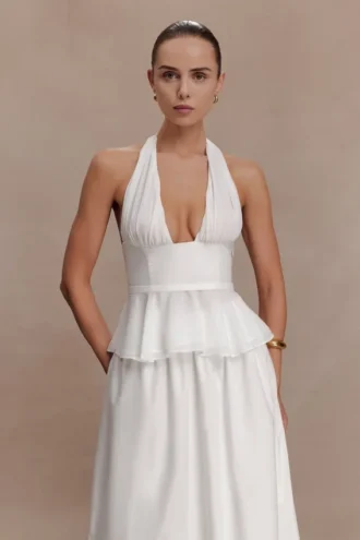 River Halter Neck Sleeveless Top – White