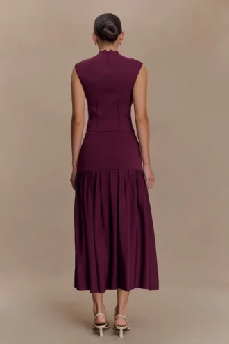 Romaine Bandage Knit Midi Skirt – Wine Romaine Bandage Knit Midi Skirt – Wine