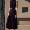 Romaine Bandage Knit Midi Skirt – Wine Romaine Bandage Knit Midi Skirt – Wine