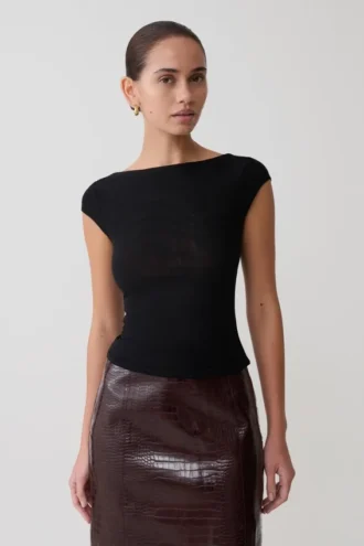 Romana Short Sleeve Mesh Top – Black