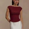 Romana Short Sleeve Mesh Top – Burgundy