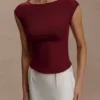 Romana Short Sleeve Mesh Top – Burgundy