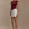 Romana Short Sleeve Mesh Top – Burgundy