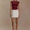 Romana Short Sleeve Mesh Top – Burgundy