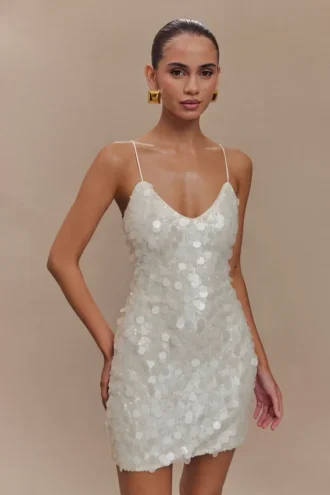 Romilly Sequin Mini Dress – Ivory