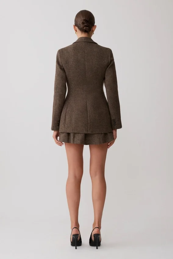 Romy Mini Skirt With Hardware – Herringbone Romy Mini Skirt With Hardware – Herringbone