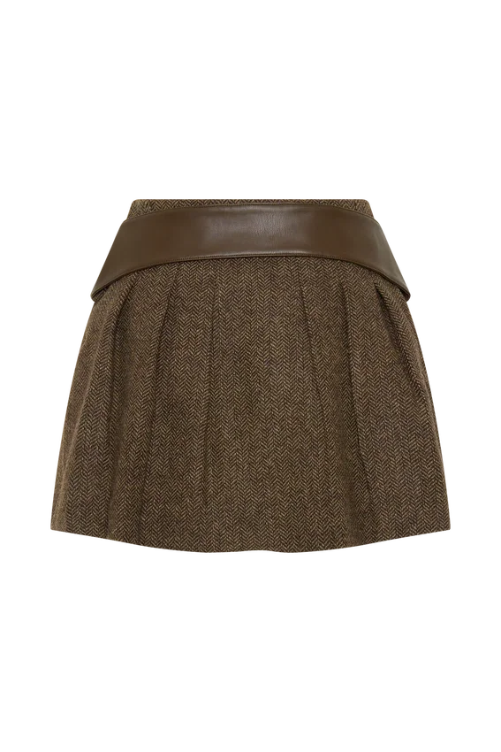 Romy Mini Skirt With Hardware – Herringbone Romy Mini Skirt With Hardware – Herringbone