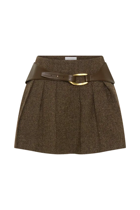 Romy Mini Skirt With Hardware – Herringbone Romy Mini Skirt With Hardware – Herringbone