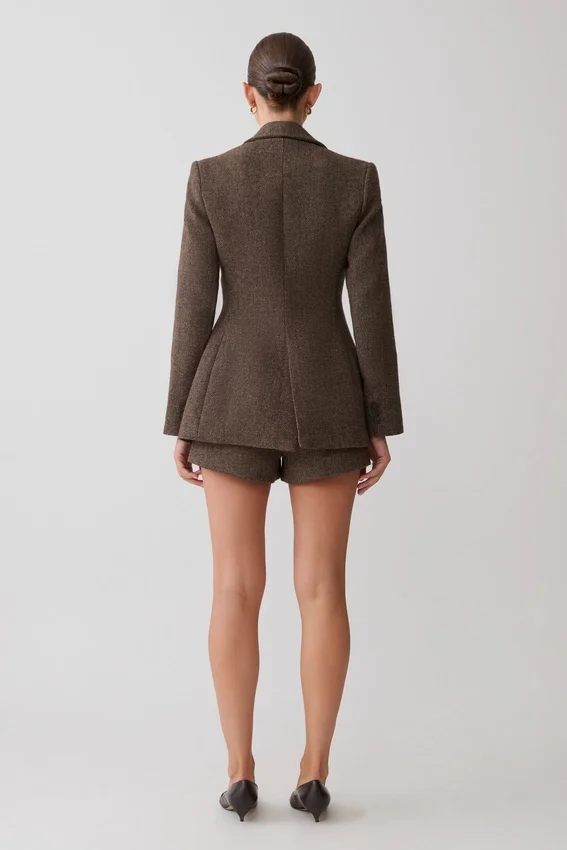 Romy Structured Blazer With Hardware – Herringbone Romy Structured Blazer With Hardware – Herringbone