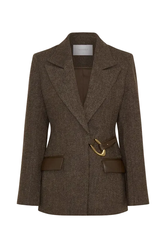 Romy Structured Blazer With Hardware – Herringbone Romy Structured Blazer With Hardware – Herringbone