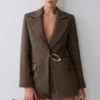 Romy Structured Blazer With Hardware – Herringbone Romy Structured Blazer With Hardware – Herringbone