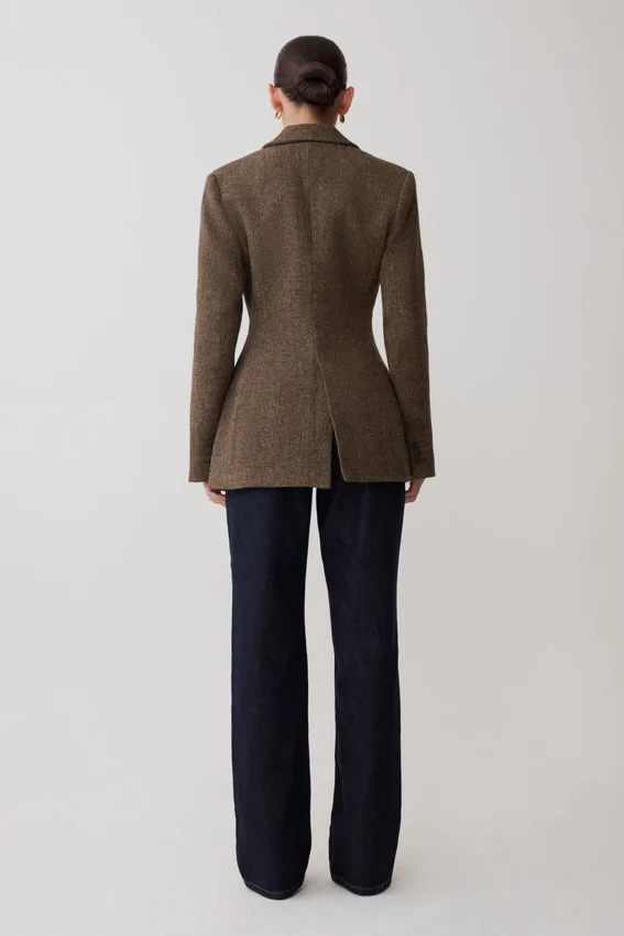 Romy Structured Blazer With Hardware – Herringbone Romy Structured Blazer With Hardware – Herringbone