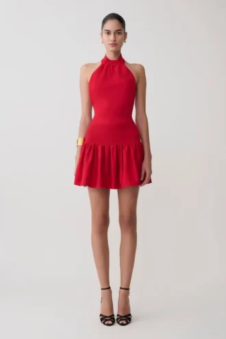 Rory Halter Mini Knit Dress – Red