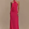 Rosalia Cowl Neck Maxi Dress – Raspberry