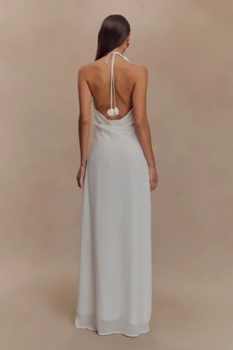 Rosalia Cowl Neck Maxi Dress – White