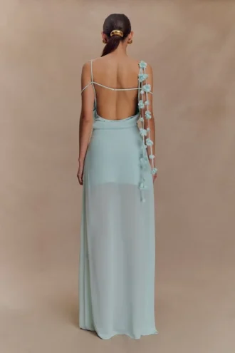 Rosalie Floral Chiffon Maxi Dress – Lagoon