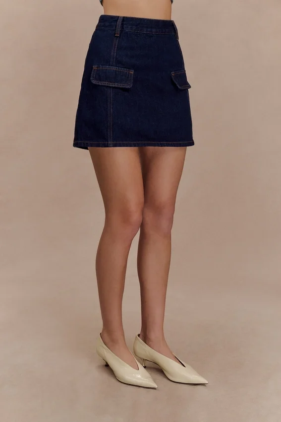 Rosalyn Mini Denim Skort – Indigo Blue Rosalyn Mini Denim Skort – Indigo Blue