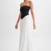 Ruby Strapless Slinky Maxi Dress – Black/White Ruby Strapless Slinky Maxi Dress – Black/White