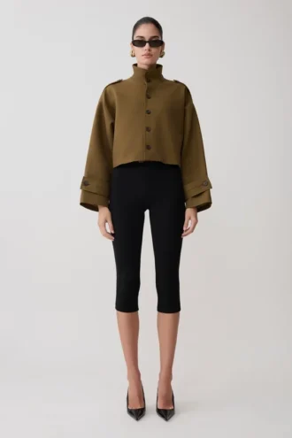 Rue Funnel Neck Bomber Jacket – Khaki