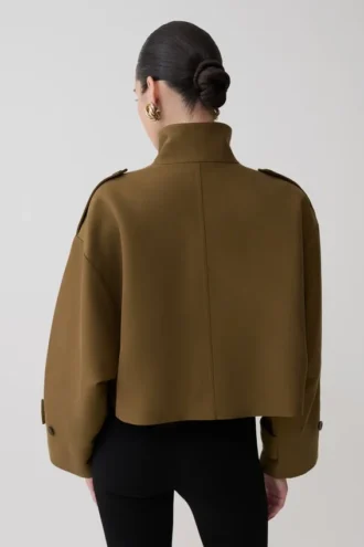 Rue Funnel Neck Bomber Jacket – Khaki