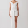 Runa Off Shoulder Mini Dress With Waist Tie – White Runa Off Shoulder Mini Dress With Waist Tie – White