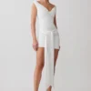 Runa Off Shoulder Mini Dress With Waist Tie – White Runa Off Shoulder Mini Dress With Waist Tie – White