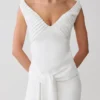 Runa Off Shoulder Mini Dress With Waist Tie – White Runa Off Shoulder Mini Dress With Waist Tie – White