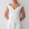 Runa Off Shoulder Mini Dress With Waist Tie – White Runa Off Shoulder Mini Dress With Waist Tie – White