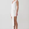 Runa Off Shoulder Mini Dress With Waist Tie – White Runa Off Shoulder Mini Dress With Waist Tie – White