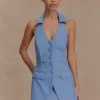 Ruth Cotton Halter Mini Dress – Ocean Blue Ruth Cotton Halter Mini Dress – Ocean Blue