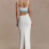 Ruvic Knit Maxi Beaded Dress – White Ruvic Knit Maxi Beaded Dress – White