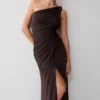 Ryn Twisted One Shoulder Maxi Dress – Dark Chocolate Ryn Twisted One Shoulder Maxi Dress – Dark Chocolate
