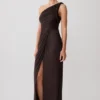 Ryn Twisted One Shoulder Maxi Dress – Dark Chocolate Ryn Twisted One Shoulder Maxi Dress – Dark Chocolate