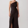 Ryn Twisted One Shoulder Maxi Dress – Dark Chocolate Ryn Twisted One Shoulder Maxi Dress – Dark Chocolate