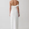 Sable Crossover Crepe Midi Dress – White Sable Crossover Crepe Midi Dress – White