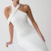 Sable Crossover Crepe Midi Dress – White Sable Crossover Crepe Midi Dress – White