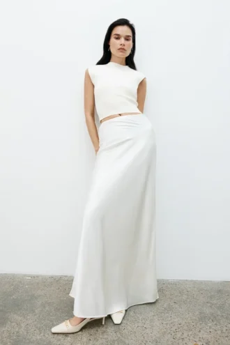 Sabrina Silk Blend Maxi Skirt – Ivory