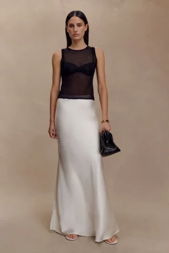 Sabrina Silk Blend Maxi Skirt – Ivory