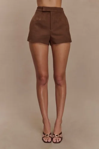 Sally Faux Suede Short – Milk Chocolate