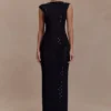 Samara Sleeveless Diamante Maxi Dress – Black Samara Sleeveless Diamante Maxi Dress – Black
