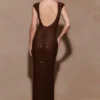 Samara Sleeveless Diamante Maxi Dress – Chocolate Samara Sleeveless Diamante Maxi Dress – Chocolate