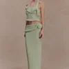 Samira Knit Wired Maxi Skirt – Pastel Green