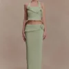Samira Knit Wired Maxi Skirt – Pastel Green