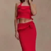 Samira Halter Knit Twist Top – Red Samira Halter Knit Twist Top – Red