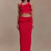 Samira Knit Wired Maxi Skirt – Red Samira Knit Wired Maxi Skirt – Red