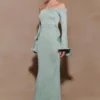 Sandrine Lurex Knit Maxi Dress – Aqua