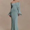 Sandrine Lurex Knit Maxi Dress – Aqua