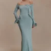Sandrine Lurex Knit Maxi Dress – Aqua