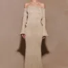Sandrine Lurex Knit Maxi Dress – Gold