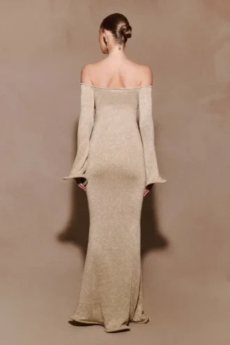Sandrine Lurex Knit Maxi Dress – Gold